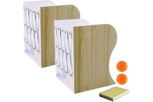DIFIT 2 Pieces Book Ends, Adjustable Bookends, Non-Skid Heavy Duty Book Ends for Shelves, Wood Grain Metal Bookends, Decorative Books End, Office Accessories for Library Home Classroom School Office