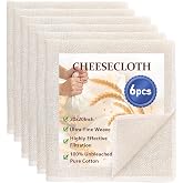 AMFUN 6 Pieces 50 x 50 cm Filter Fabrics, Reusable Fabric Strainer Ultrafine, Washable Cheesecloth, Cheese Fabric for Straini
