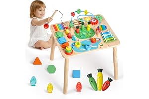 VEVOR Träaktivitetsbord, Montessori leksak, 13-i-1-lärobord, lekbord aktivitetsbord för barn från 6 månader, födelsedag, jul eller barndag, 6–36 månader