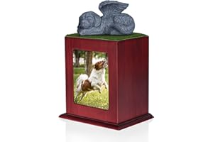The7boX Urne pour Chien Urne Animaux Urne Animaux Urne Chien Bois De Compagnie avec Cadre Photo Sac en Tissu avec des Cendres