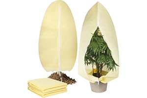 Nuangoo 2 pièces 120 × 180 cm Voile Hivernage Plante Exterieur, avec Fermeture à glissière et Cordon de Serrage, Tissu Non tissé épais, Convient aux oliviers et Palmiers en Pot