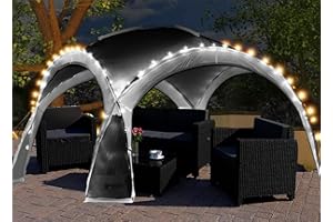 GROUNDLEVEL.CO.UK groundlevel Extra Large 3.5 M Led Garden Gazebo With Remote Control Lights, Side Panels Included,Ideal For Parties Garden,Outdoor Dining, Camping, Festivals - Navy