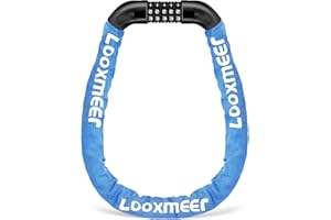 Looxmeer Lucchetto Bici Catena Bicicletta Antifurto a Combinazione a 5 Cifre, Cilindro di Bloccaggio in Lega di Zinco Rinforzato Resistente al Taglio per Biciclette, Motocicli, Scooter, Multi Colori