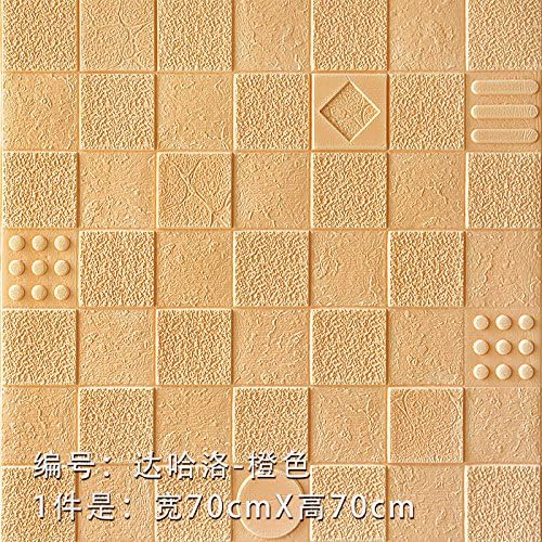 YUELA TV background wall_3d wall stickers crash soft package TV background wall living room bedroom ceiling self adhesive, Da Hao Luo orange 70*70cm