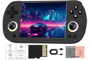Whatsko RG40XX H Console de Jeu Portable,Double Joysticks avec éclairage RGB Ecran IPS 4 Pouces,Support 5G WiFi Bluetooth 4.2 et Sortie HDMI TV,Carte TF 64G Intégrée avec 5500+ Jeux(Noir)