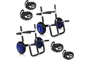 Joparri SUP Carro de transporte doble de aluminio con canoa, para SUP-Board Stand Up Paddle Board con 2 correas de seguridad, ruedas de poliuretano resistentes, para amantes de canoas y kayaks