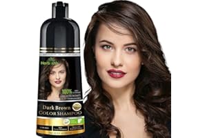 Herbishh Hair Color Shampoo - Magic Dye for Gray Hair, Lasting Color in Minutes - 500 Ml, 3-In-1, Ammonia-Free (Dark Brown)