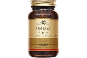 Solgar Omega 3-6-9 - Cardiovasculaire - Acides Gras - Poisson, Lin, Bourrache - Complément Alimentaire - Flacon de 60 capsules