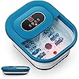COMFIER Foot Spa Massager with Heat, Foot Bath with Heater, Bubbles, Vibration, Temperature Control, Pedicure Pumice Stone, Smart Timer, Blue