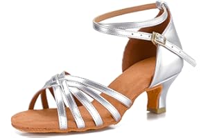 VASHCAME-Zapatos de Baile Latino de Tacón Alto/Medio para Mujer