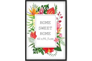 MG Design Schwarz Bilderrahmen 61 x 91,5 cm – Aus echtem Holz mit Acrylglas, zum Aufhängen & Aufstellen, für Fotos, Poster & Puzzle