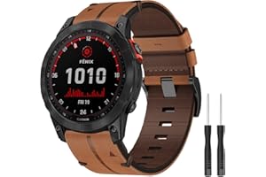 BOJYS Pasek Skórzany Fenix 7X, 26mm Wymienny Pasek do Zegarka Regulowany Pasek Quick-Fit do Zegarków Fenix 7X, Fenix 6X Pro, Fenix 6X, Fenix 5X Plus, Fenix 5X, Fenix 3, Fenix 3 HR, Enduro