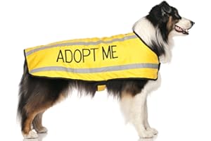 DEXIL ADOPT ME (I Need A New Home) Yellow Colour Coded S M L Reflective Waterproof Fleece Lined Warm Dog Coats PREVENTS Accidents By Warning Others Of Your Dog In Advance (M-L)