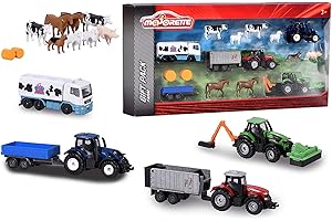 SMOBY Majorette - Farm Coffret - Voitures Miniatures en Métal - Coffret Ferme avec Tracteurs + Animaux - 212057452