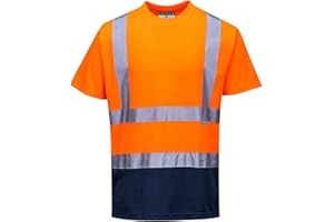 Portwest Zweifarbiges Warnschutz T-Shirt, Größe: XL, Farbe: Orange/Marine, S378ONRXL