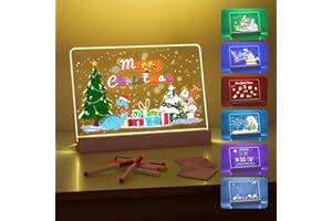 CHARFIA Lavagna per appunti a LED con cambio colore, 30 x 20 cm, in acrilico con penna a 7 colori, con luci a LED (A)