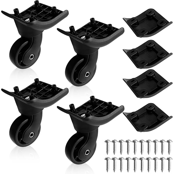 PATIKIL Luggage Wheels Replacement, 1 Pair Suitcase Wheels Caster Repair For Left & Right Swivel Wheel, Black (3.6x4.4x3.3x4.4/1.4x1.7x1.3x1.7 Inch) | Suitcases