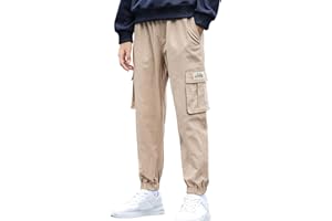 Happy Cherry Pantaloni Cargo Ragazzo 7-16 Anni Pantaloni Casual Bambino Ragazzo Pantaloni Moda con Multi-Tasche Danza Jazz Hip Hop
