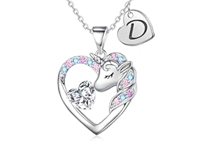 TINGN Unicorn Gifts for Girls - Heart & Initial Necklaces | Unicorn Jewelry for Girls - Birthday, Christmas & Valentines Gifts