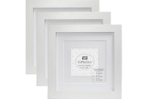 YiPinYin White 8 x 8''(20 x 20cm) Photo Frames With Double Mounts for 6×6" & 4x4 Set Of 3, Square 6 X 6'' Garllery Picture Frames 3Pk, 4 x 4'' frames For Wallmounted & DeskTop