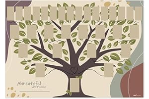 ‎RNKVERLAG RNKVERLAG Schmuck-Ahnentafel " Illustrierter Baum" für 5 Generationen und bis zu 31 Personen, DIN A2, auf Naturpapier 200g/m², 1 Stück