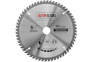 SAXTON BLADES Saxton TCT Lame de scie circulaire à bois 165 mm x 20 mm (anneau de 16 mm) x 60 dents Compatible avec Bosch, Makita, etc