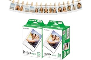 Fujifilm Instax Mini Sofortbildfilm 2x20 (40 Fotos) + Aufhänge-Set mit Klammern & Leine - MALUI Bundle (40 Filme)