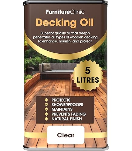 Barrettine Decking Oil (Rosewood, 5L) - UV & Fade Resistant All-in-One Outdoor Decking Treatment, Water Repellent Deck Oil For Exterior Timber & Structures