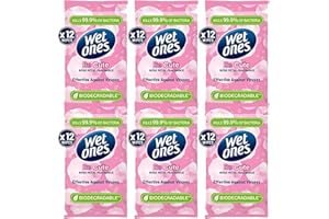AXPOWER INSPIRATIONAL TECHNOLOGY EMPOWERING PEOPLE Wet Ones (Be Cute) - Antibacterial Hand Wipes - Dermatologically Tested, Biodegradable Wet Wipes Ideal for Travel - 6 Packs of 12 Wipes (72 Wipes) - In Axpower Technology Empowering Box Packaging