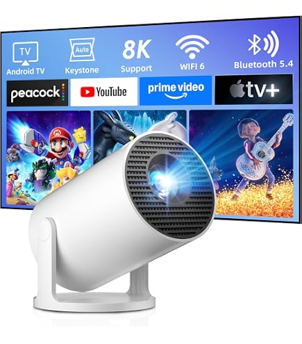 2025 Built-in-Apps] PURSHE Smart Mini proiettore con WiFi e Bluetooth, Full HD 1080P 4K supportato proiettore portatile per film all'aperto con zoom, Home Cinema per gioco/telefono/dispositivi HDMI