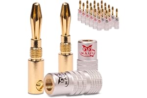 NAUC High End Bananenstecker 24K vergoldet 24 Stück (12-Paare) Steckverbinder für Lautsprecherkabel Stecker für Kabel bis 6mm² löt- oder schraubbar 8 AWG - 16 AWG
