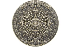 LONGCREEK Fibbia per cintura calendario azteco per uomo, fibbia per cintura calendario indiano maya azteco, fibbia per cintura rotonda calendario azteco vintage, fibbia per cintura da cowboy occidentale