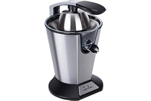 Jata JEEX1045 Exprimidor de Naranjas Eléctrico de Brazo, 600 W, Cuerpo Acero Inox, Desmontable, Tapa cierre antigoteo, Base antideslizante, Extracción continua, Silencioso