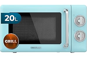‎CECOTEC Cecotec Mikrowelle mit Grill Proclean 3110 Retro Blue Mechanische, 700 W in 6 Stufen, Timer bis zu 30 Minuten, Auftaumodus, Vintage-Design in Blau, Stahl-Finish