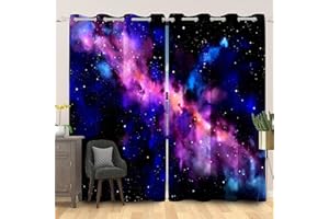 SDOTPMT 132x214cm Galaxis Weltraum Fenstervorhang Nebel-Universum Planet Mehrfarbig Sternenklarer Himmel Milchstraße Universum Fenster vorhänge für Schlafzimmer Lichtblockierung Vorhang, 2 Stücke