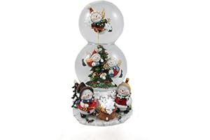 Unbekannt weihnachtliche Schneekugel mit Spieluhr & fliegenden Schneemännern als Engel H.: 20cm Ø 80mm & 100mm Lied: We Wish You a Merry Christmas Weihnachten Weihnachtsdeko