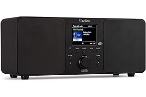 Audizio Genua DAB Radio mit Bluetooth – Stereo DAB Plus Radio mit Fernbedienung, 60 Speicherplätze, Auto Scan, Line-Out, USB, Ideal für Zuhause und Unterwegs, Einfache Bedienung - Schwarz