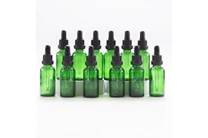 YIZHAO Green Glass Dropper Bottles 30ml, with Glass Pipette Dropper, for Essential oil, Aromatherapy, Laboratory, Massage, Makeup, Mixing, Travel– 12Pcs