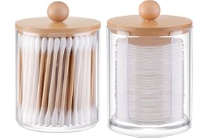 WACAR Bote de acrílicos con tapa, dispensadores para Qtip con tapas de bolas tarro para discos desmaquillantes de algodón, hisopo de algodón