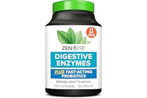 Zenwise Health Digestive Enzymes + Probiotics for Gut Health and Prebiotics Fibre Supplements for Bloating Relief and Digestion -180 Count