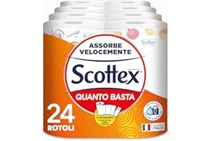 Scottex Quanto Basta, Carta Cucina, Opzione Mezzo Strappo, Con Carta certificata FSC, Confezione da 24 Maxi Rotoli