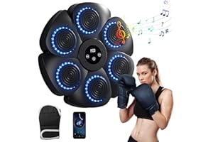 Yolispa Máquina de Boxeo Música, 9 Modos y 18 velocidades Smart Bluetooth Music Boxing Machine, Ajustable Boxing Music con Guantes de Boxeo para Niños y Adultos con Guantes