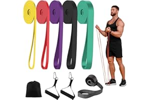 AUSYIWI Elastic Resistance Bands, 5 Résistance Différentes Bande de Resistance, Latex Resistance Band, pour Homme Femme Entraînement de Résistance, Physiothérapie, Stretching, Yoga, Gym