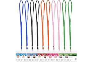 Porta tarjetas identificativas, 10pcs, Lanyard, 10pcs, Rosa, Verde, Naranja, Negro, Azul, Funda tarjeta identificación,Impermeable, para Negocio/Empresa(Horizontal) HOMEMARS Lanyard with Card Holder