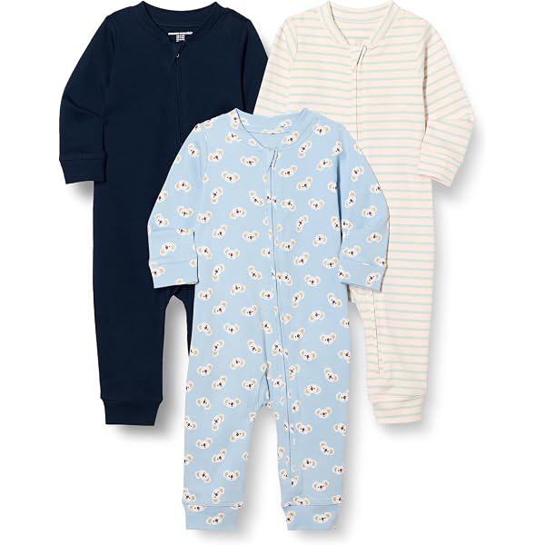 NEXT Dors-Bien - Lot De 3 Pyjamas 100% Coton Zippés Pour Bébé, Taille 1 Mois - Gris