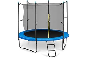 KLAR FIT Rocket - Trampoline extérieur Enfant sur 3 Pieds Doubles avec Filet de sécurité et Toile résistante aux UV (Ø 250cm, supporte jusqu'à 150kg)