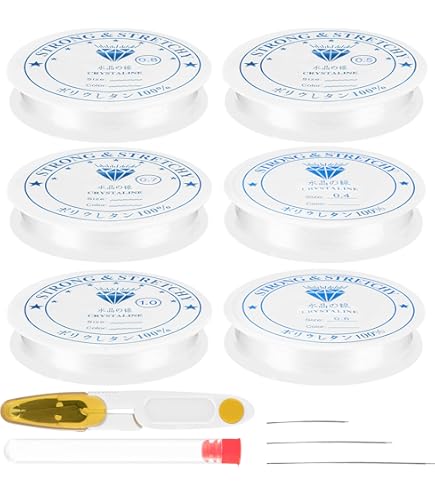 Alyvisun 6 Pcs Fil Elastique Pour Bracelet,(0.5mm, 0.8mm & 1mm) Fil