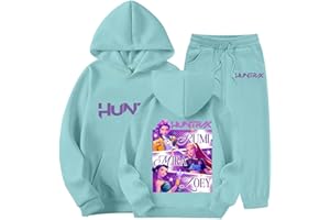 GENERIC K-Kpop D-Demon H-Hunters Jogginganzug Mädchen Kinder Hoodie Pullover H-Huntrix Vintage Anime Langarm Kapuzenpullover und Hosen Set mit Taschen