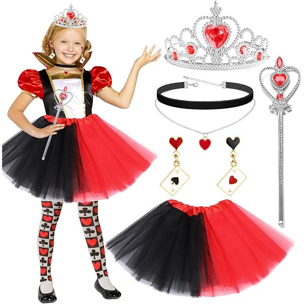 Rubie's 'Königin Der Herzen' Kostüm Für Kinder – Offizielles Book Day-Outfit In Rot/Schwarz/Weiß (Größen 3-12)
