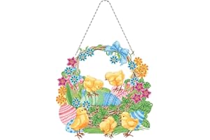 EXQULEG 5D Blumen Schmetterling Diamond Painting Wandbehang, DIY Frühling Diamant Painting Kranz, Ostern Türkranz Strass Kristall Malerei Anhänger für Home Deko (#7)